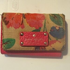 Kate Spade Floral Canvas Wallet - Pink and Green